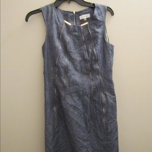 Calvin Klein denim dress with gold zipper
